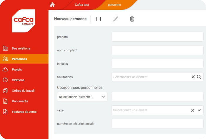 Capture d'écran Cafca Software Nouveau pour les installateurs Capture d'écran Cafca Software Nouveau pour les installateurs