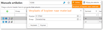 materialen verplaatsen of kopiëren