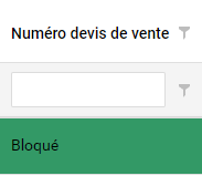 Nous avons ajouté la colonne "Bloqué" à l'aperçu des devis de vente